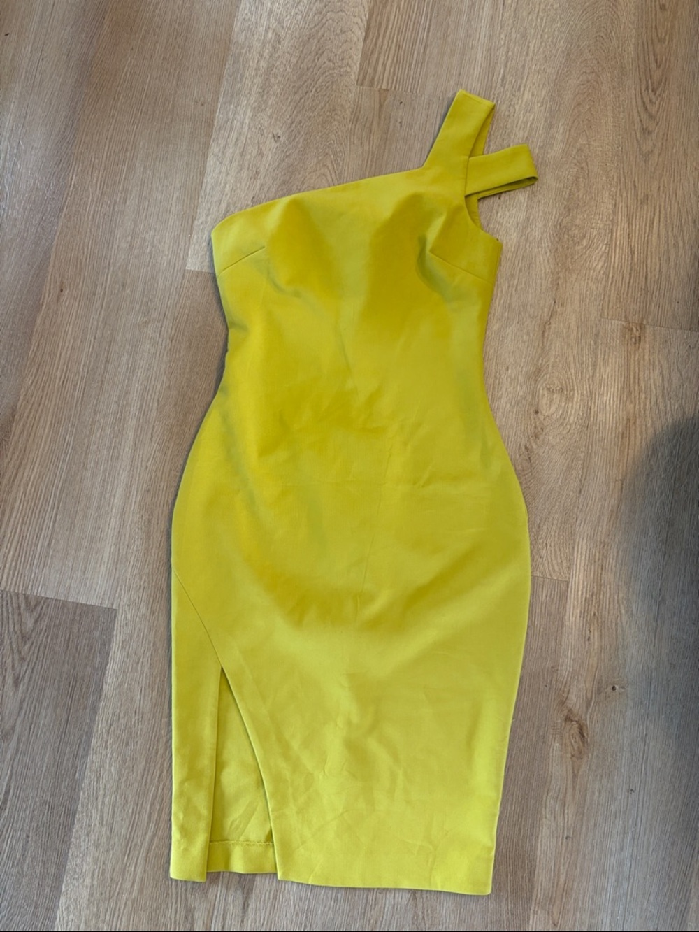 One-Shoulder bright mustard Bodycon Dress - Picture 2 of 2